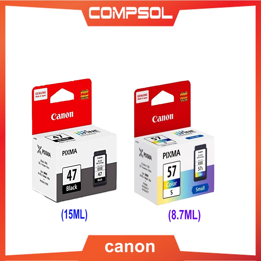 Canon PG47 Black 15ML+ CL57S Ink 8.7ML Colour Support Model: E3170 ...