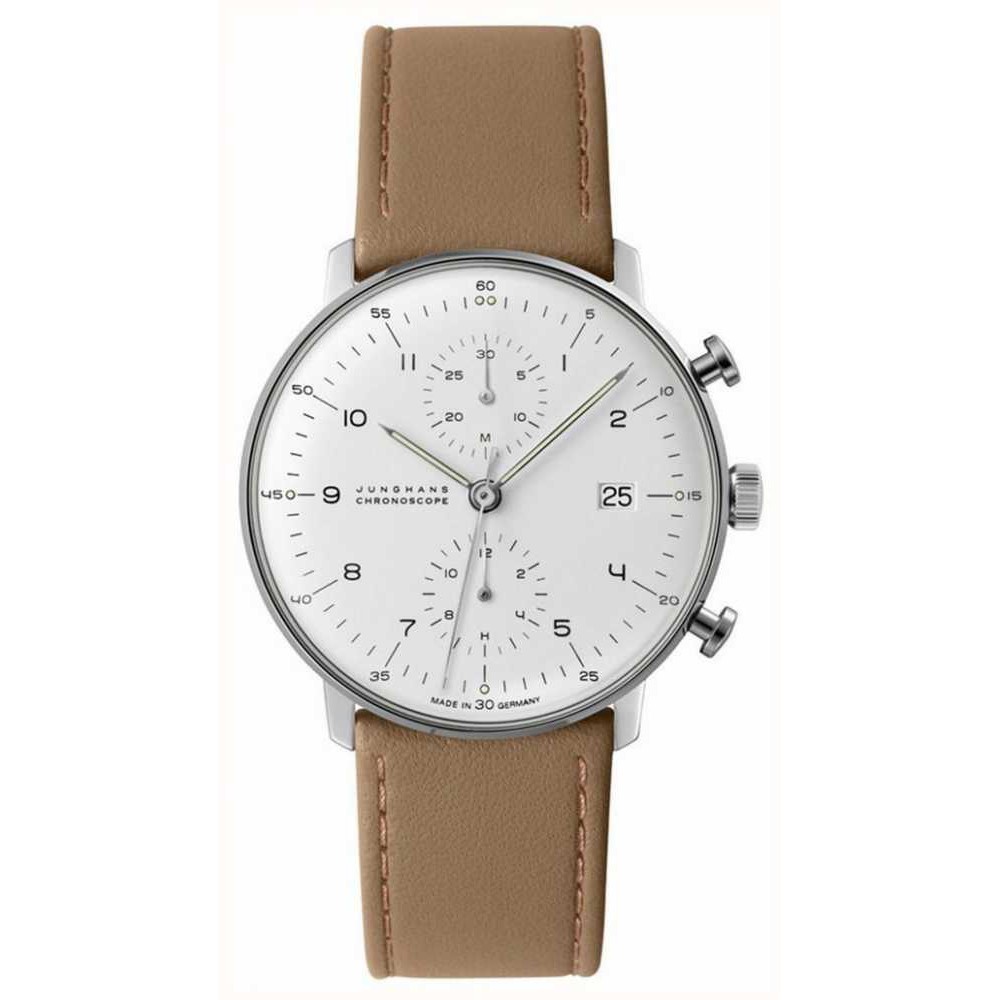 Junghans Max Bill Chronoscope 027 4502.04 Automatic Brown Leather