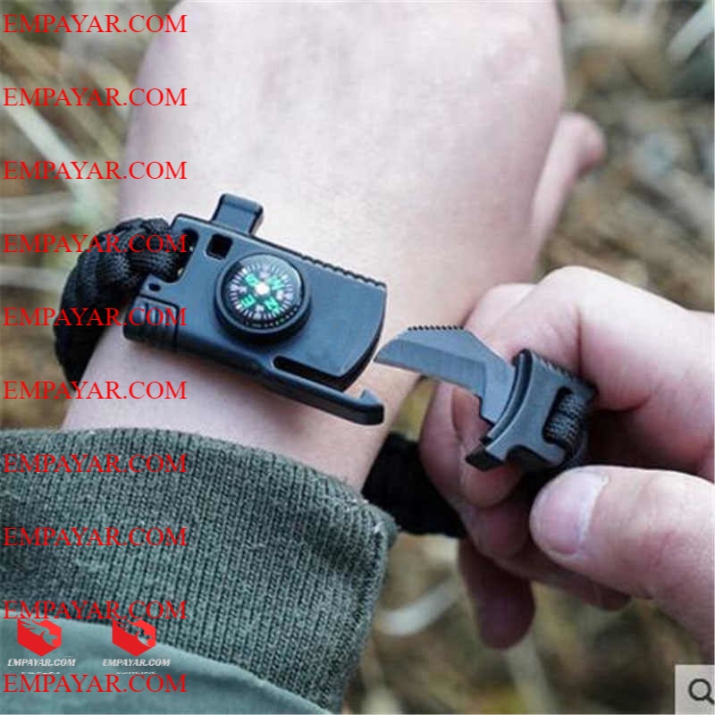 ARMY TAKTIKAL TENTERA SURVIVORealeos 5 in 1 Emergency Survival Paracord  Bracelet Compass Knife for Hiking Camping - RA52