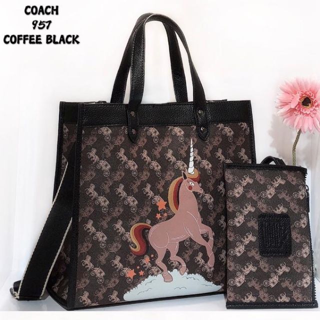 Coach field tote unicorn hot sale