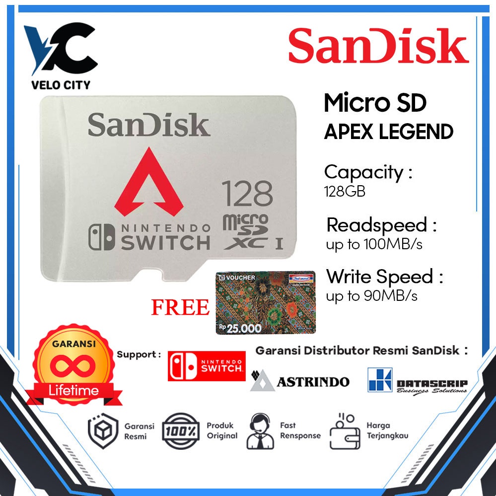 Memory Card Nintendo Switch 128GB SanDisk Apex Legend Lifetime