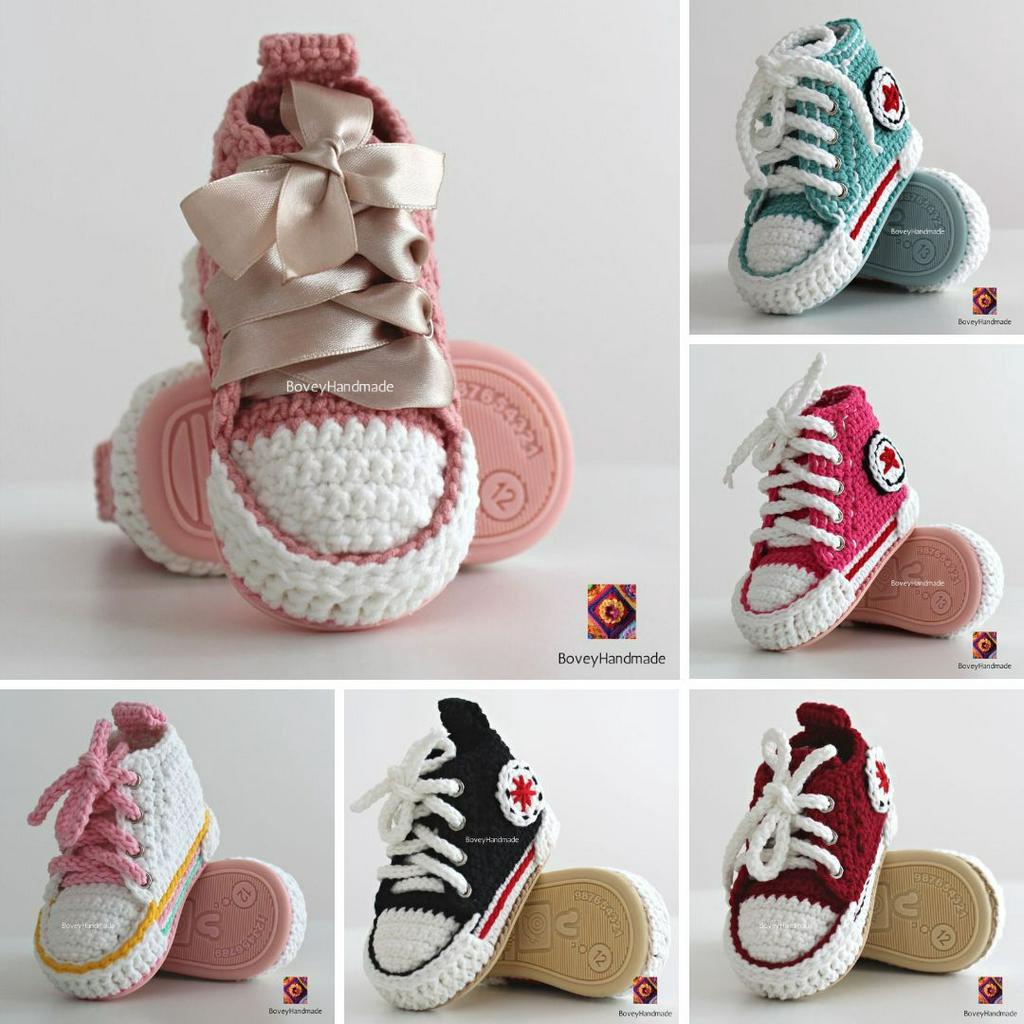 [Sneakers Inspired] Crochet baby booties / Handmade baby shoes / Baby