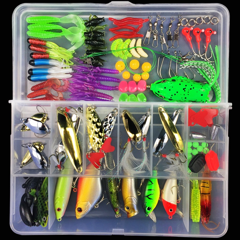 106 Pcs Fishing Lure Set Umpan Casting Set Combo Soft Plastic Lure Gewang Katak Soft Frog Minnow