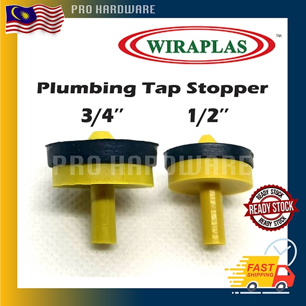 Wiraplas Tap Stopper 1/2'' & 3/4'' Brass Tap Stopcock Stopper Tembaga