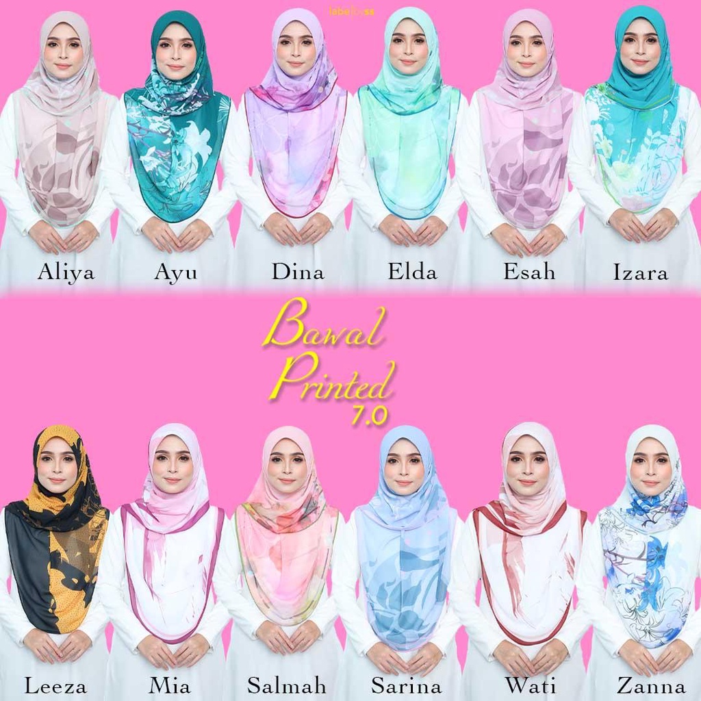 Tudung Bawal Chiffon Printed 7.0 | Shopee Malaysia