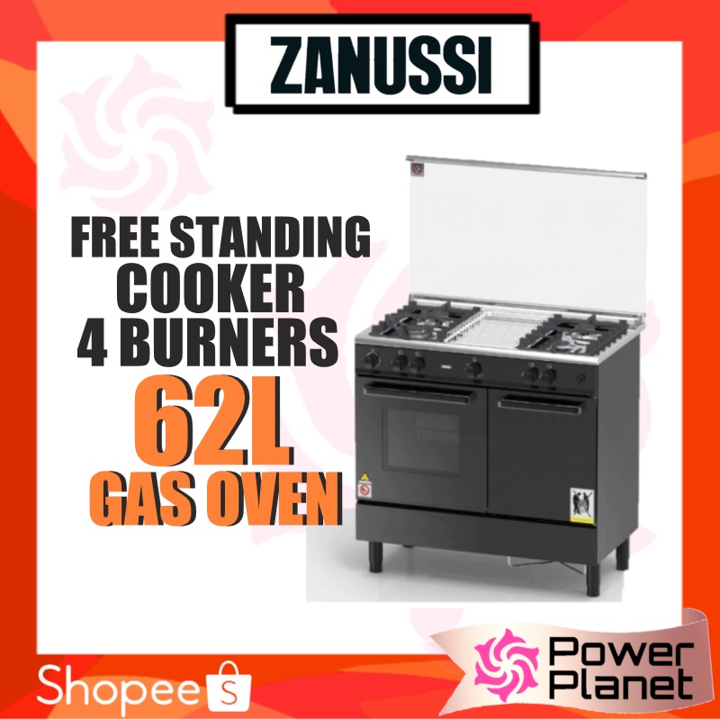 Zanussi ZCG940K 4 Burner Freestanding Cooker 62L Gas Oven ELBA 4 Burner Gas Cooker 70L Gas