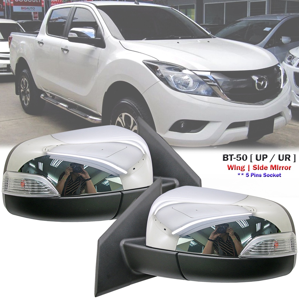 Front Chrome Electric Side Mirror w/Light 5P For Mazda BT-50 BT50