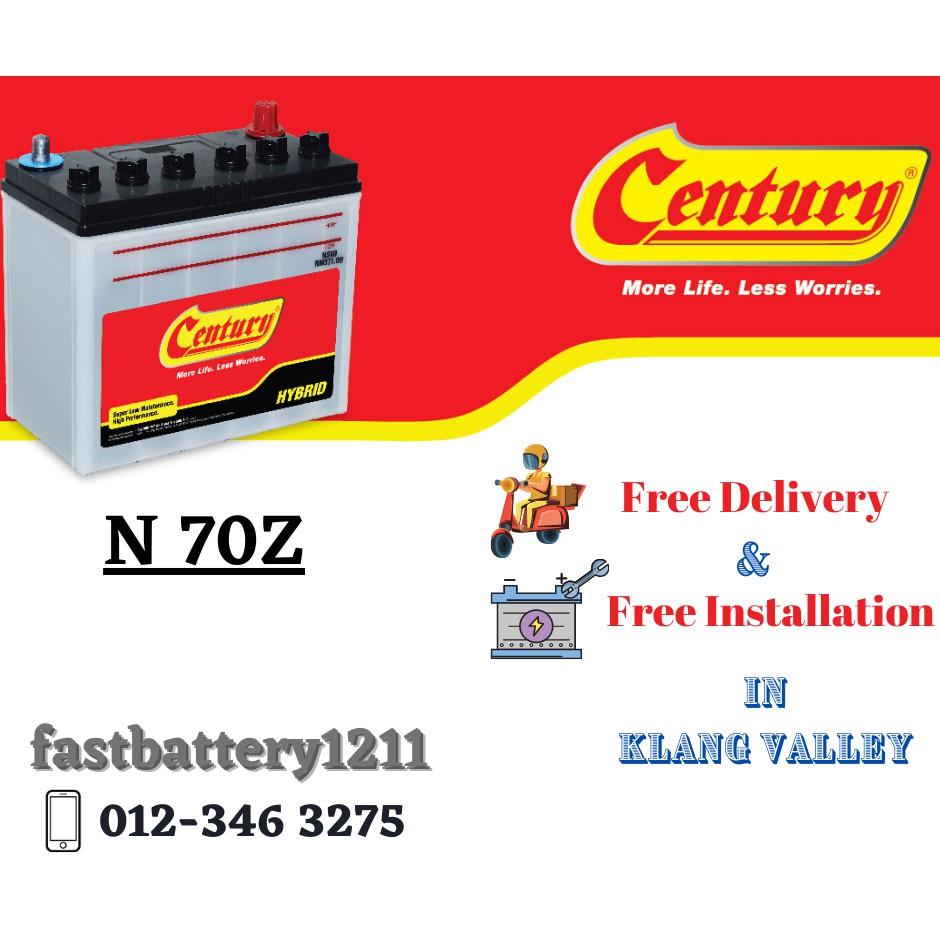CENTURY WET N70Z HYBRID Car Battery ( Delivery + Installation