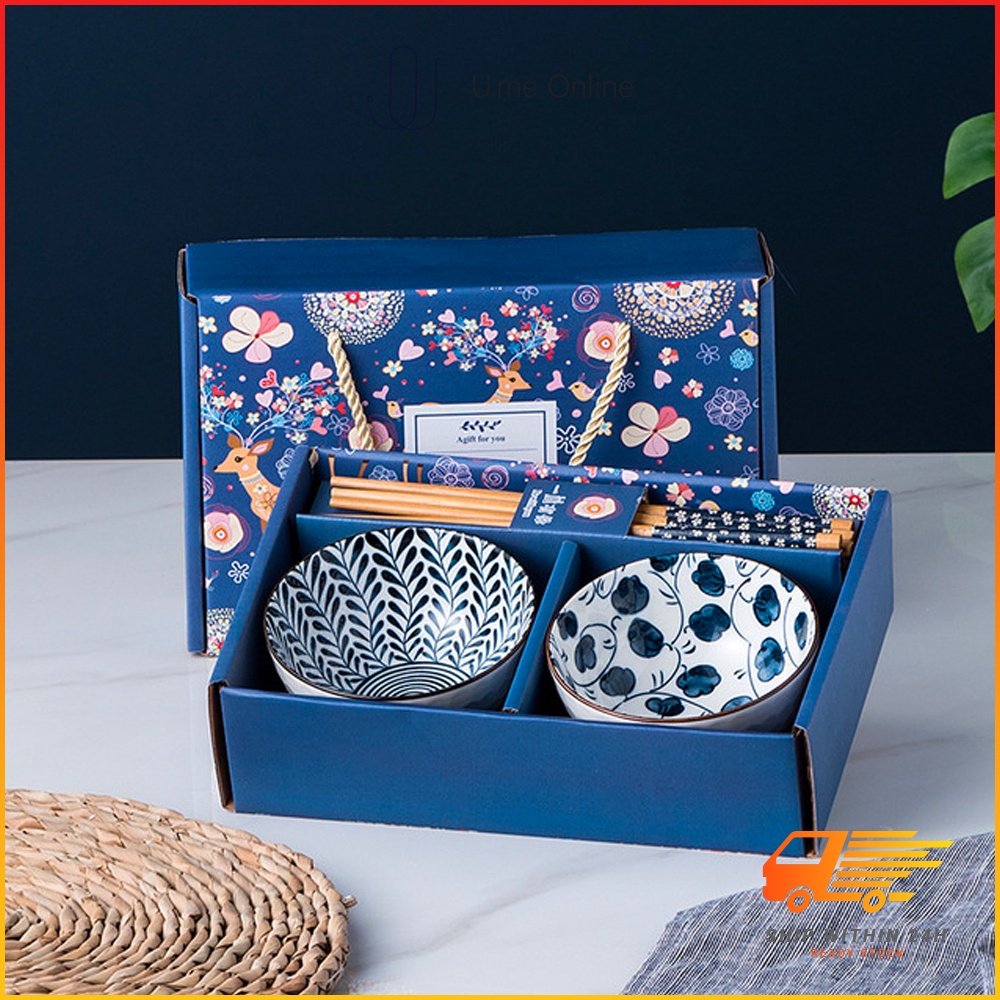 Japanese Ceramic Tableware Bowl Spoon Plate Chopsticks Gift Box Gift