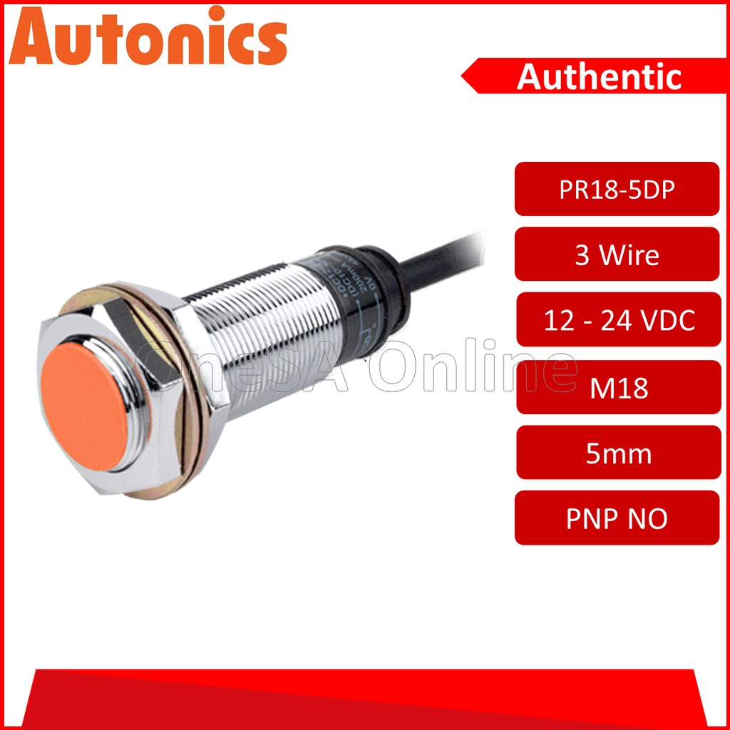 AUTONICS PROXIMITY SENSOR M18 5MM DC3 WIRE PNP NO(PR18-5DP-D12-24 ...