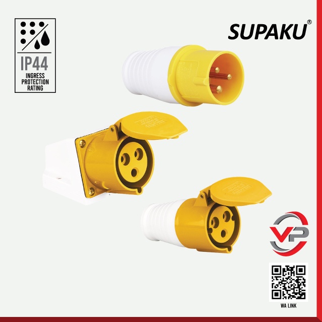 SUPAKU CEE 3P 16A IP44 110-130V YELLOW INDUSTRIAL PLUG & YELLOW ...