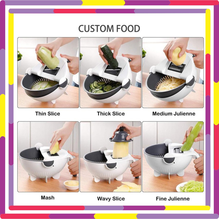 9 in 1 Slicer-Portable Multifunction Vegetable Cutter with Drain