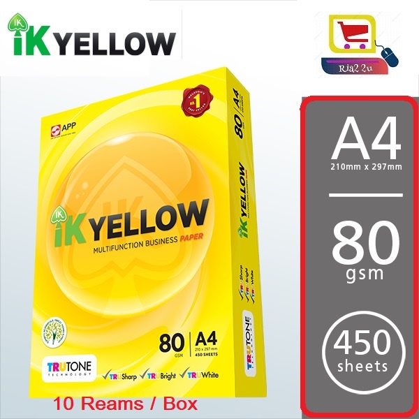 IK Yellow 80gsm A4 Paper - 450's X 10reams - Copier Paper A4