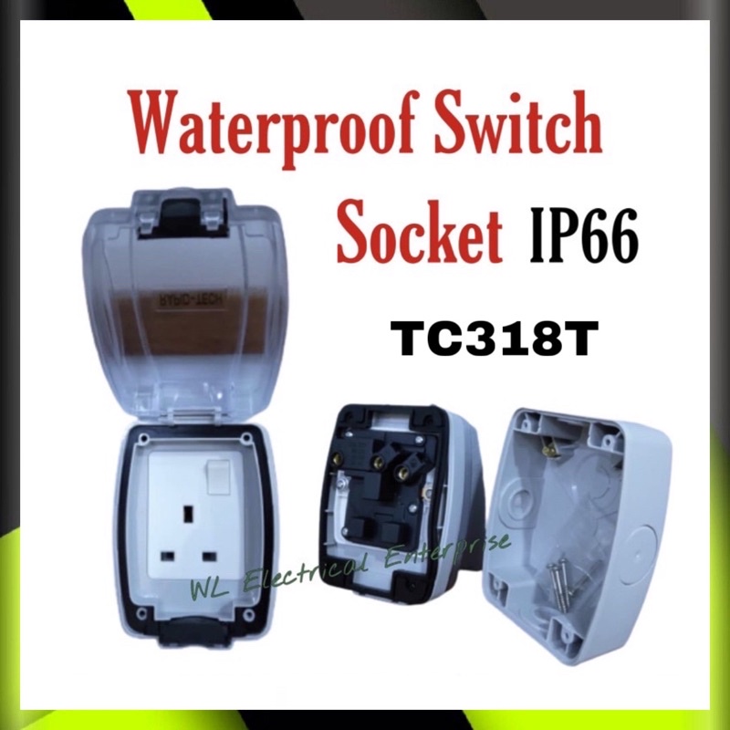 💥Ready Stock💥 IP66 Weatherproof / Waterproof Outdoor Socket 13A Wall ...