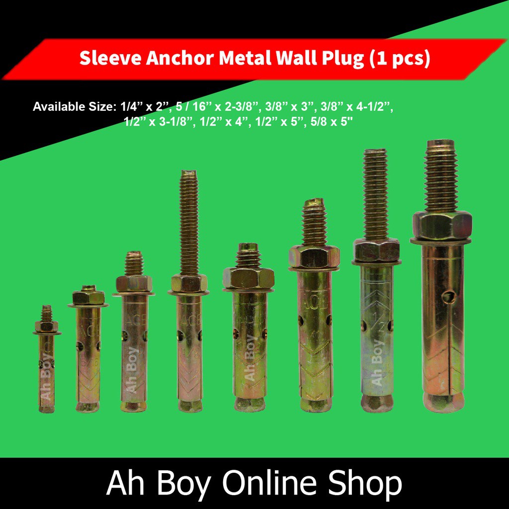 PJ & PJF Sleeve Anchor Metal Wall Plug / Wall Plug Besi (1pcs) 1/4", 5
