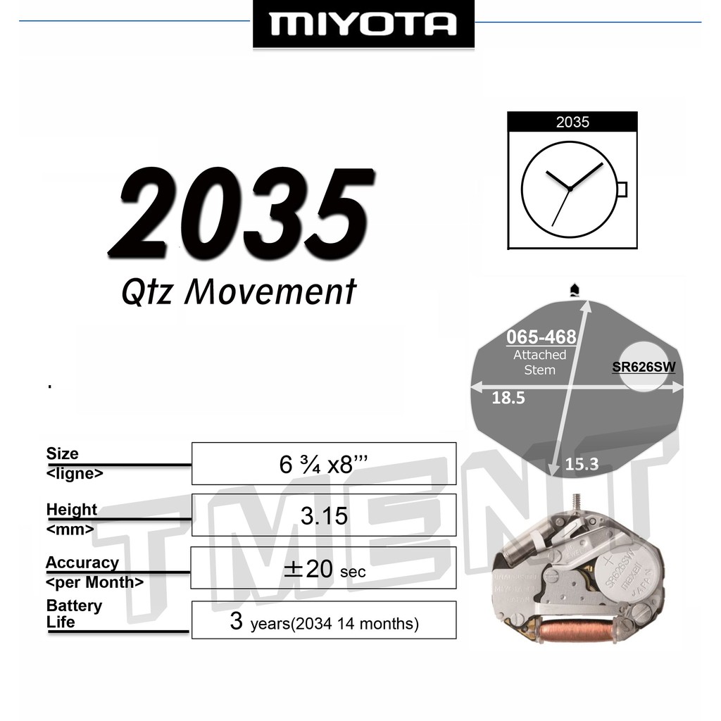 Miyota 2035 quartz on sale movement