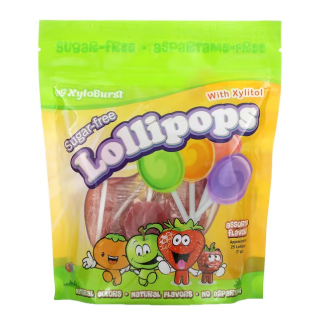 Xyloburst, Sugar-Free Lollipops with Xylitol, Assorted, Approximately ...