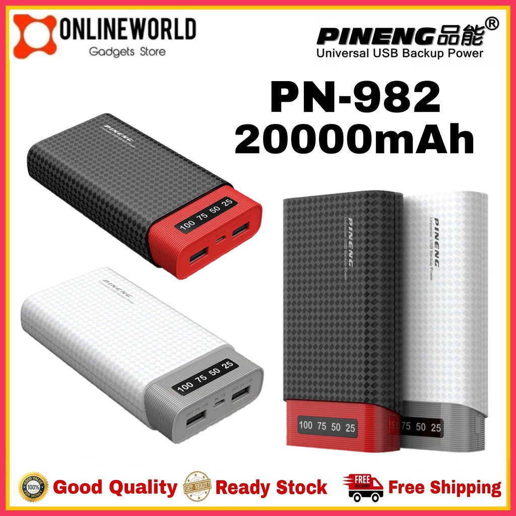 ORIGINAL PINENG PN-982 20000mAh Lithium Polymer Power Bank | Shopee ...