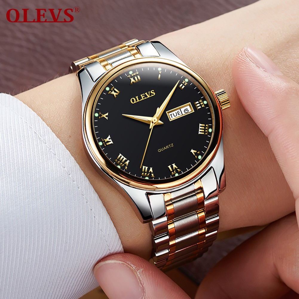 OLEVS Men Watches Date Stainless Steel Jam Tangan Lelaki Original