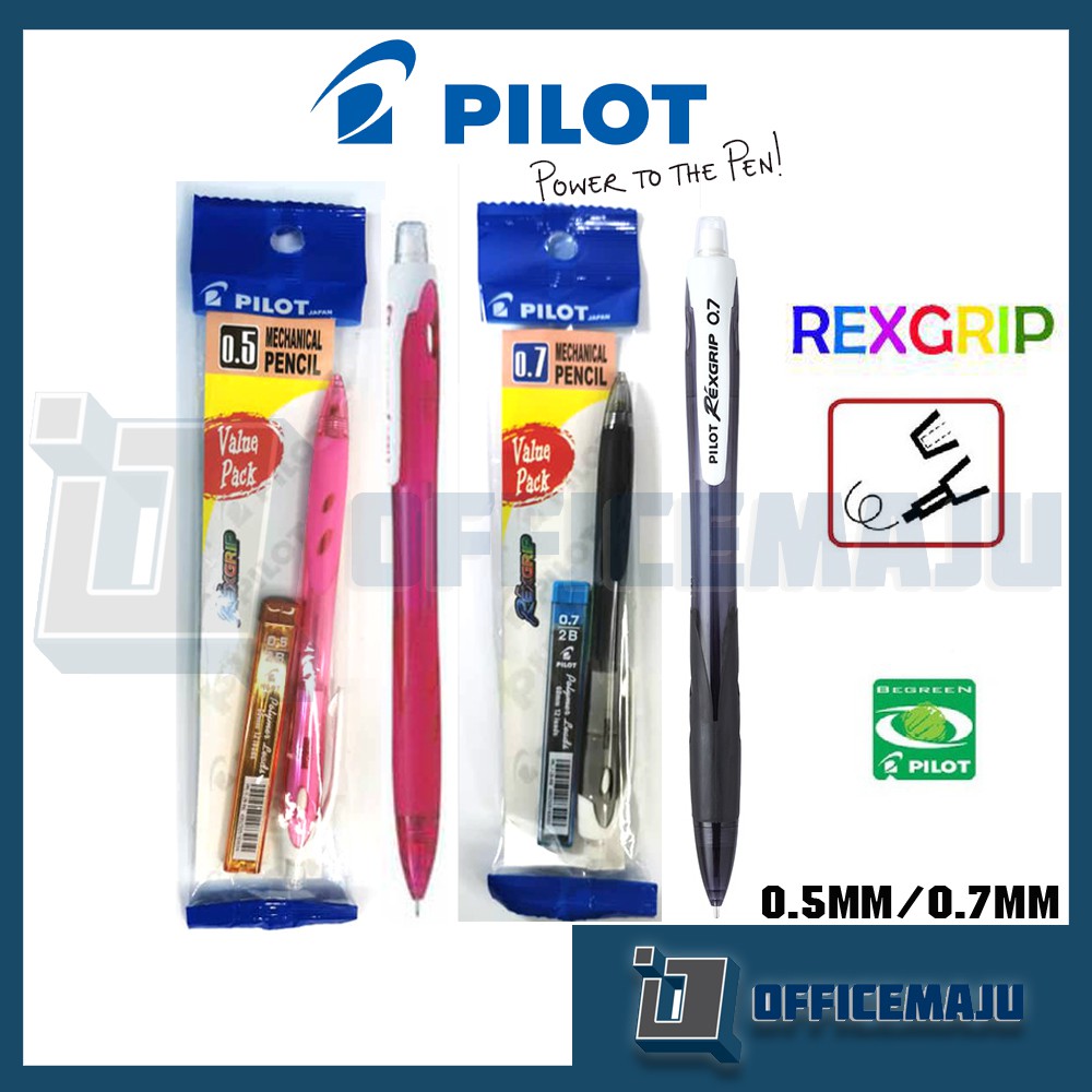 Pilot Rexgrip Mechanical Pencil + Free Pencil Lead/Pencil Tekan +