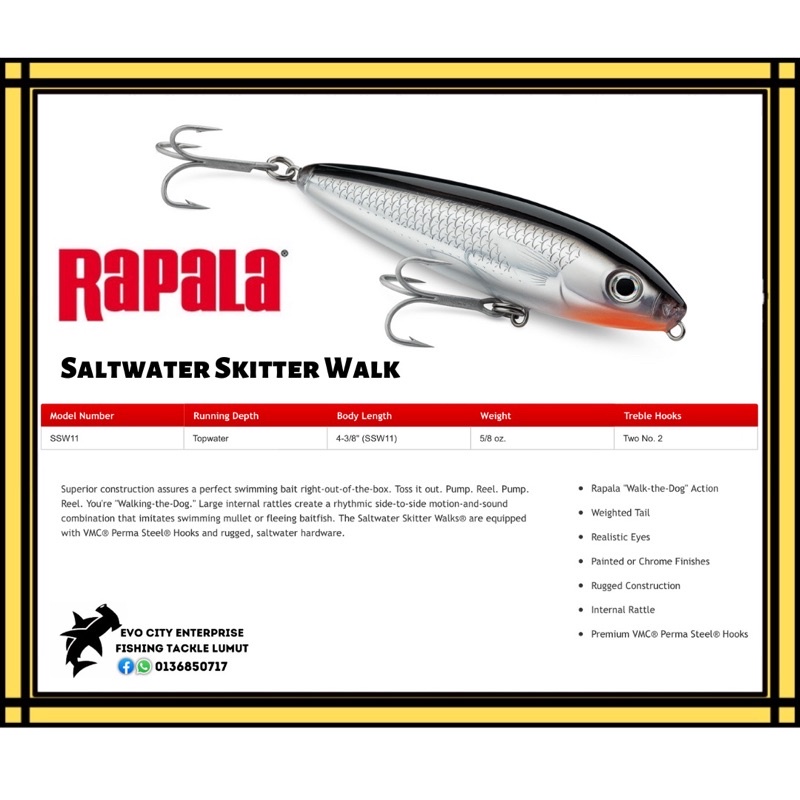 Rapala Saltwater Skitter Walk Topwater SSW-11 / SWSS-11 | Shopee Malaysia
