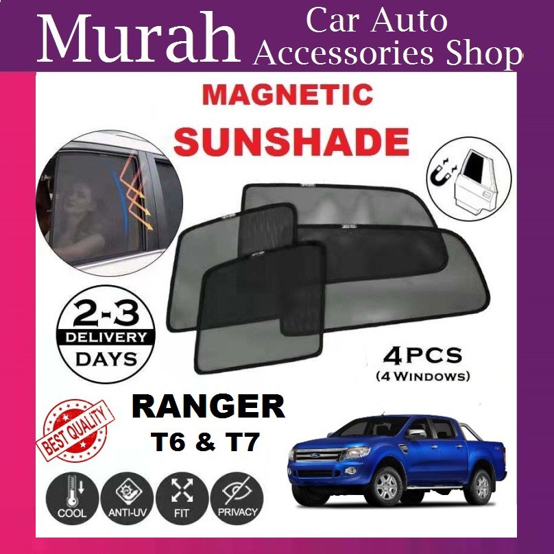 Ford Ranger T6/T7 2011-2021 Fit Magnetic Sunshade [4 PCS] | Shopee Malaysia