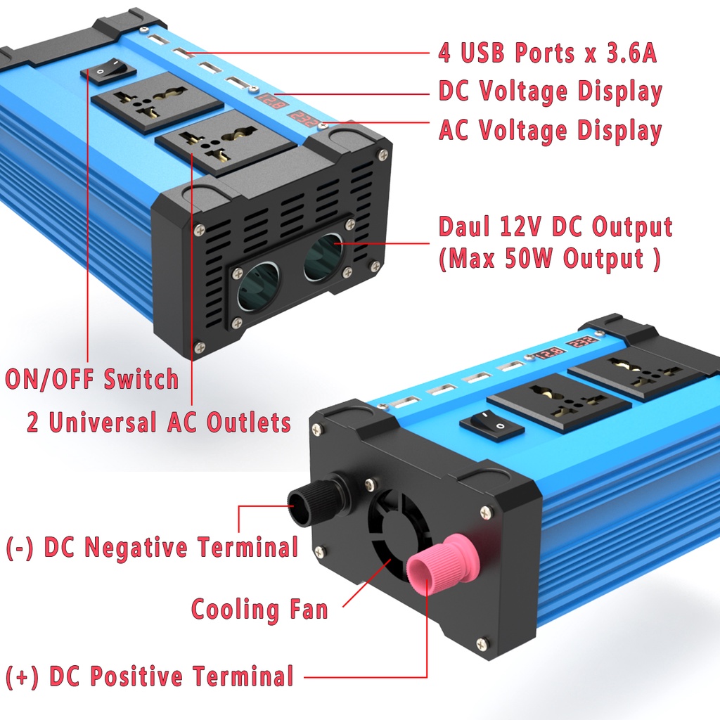JOYUHON Solar Inverter System DC 12V to AC 220V 80W Folding Solar Panel ...