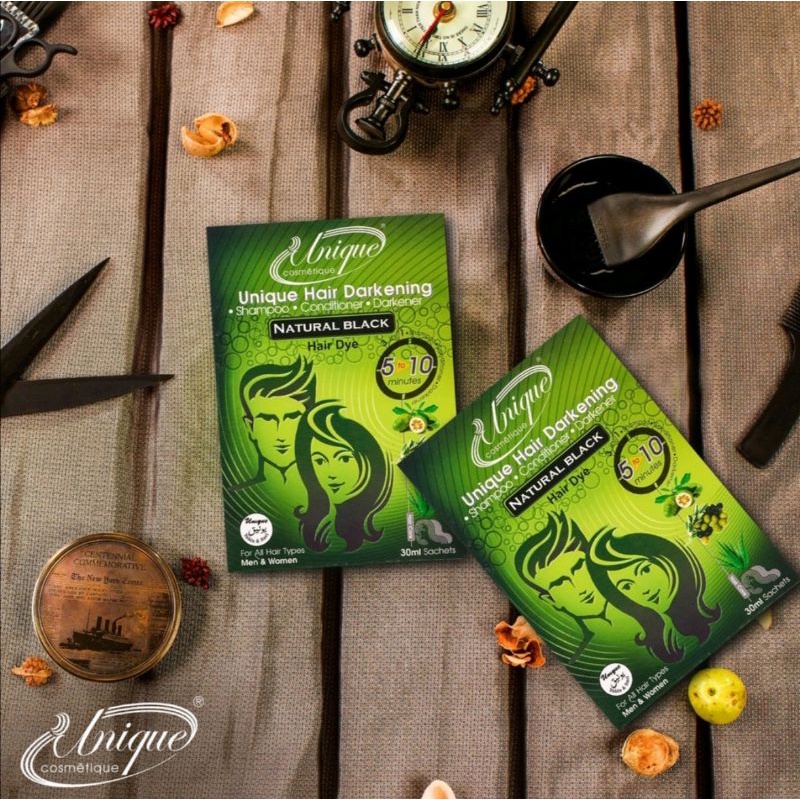 Syampu Pewarna Rambut Halal Hitam Unique (10x30ml Sachet) | Shopee Malaysia