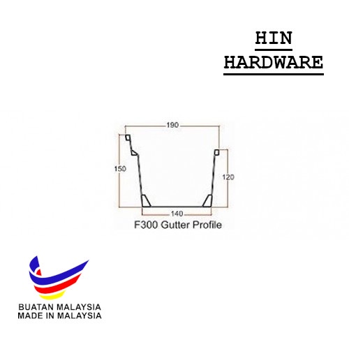 HIN F300 PVC Gutter Grey (PVC Rainwater Gutter System ) / Salur Air ...