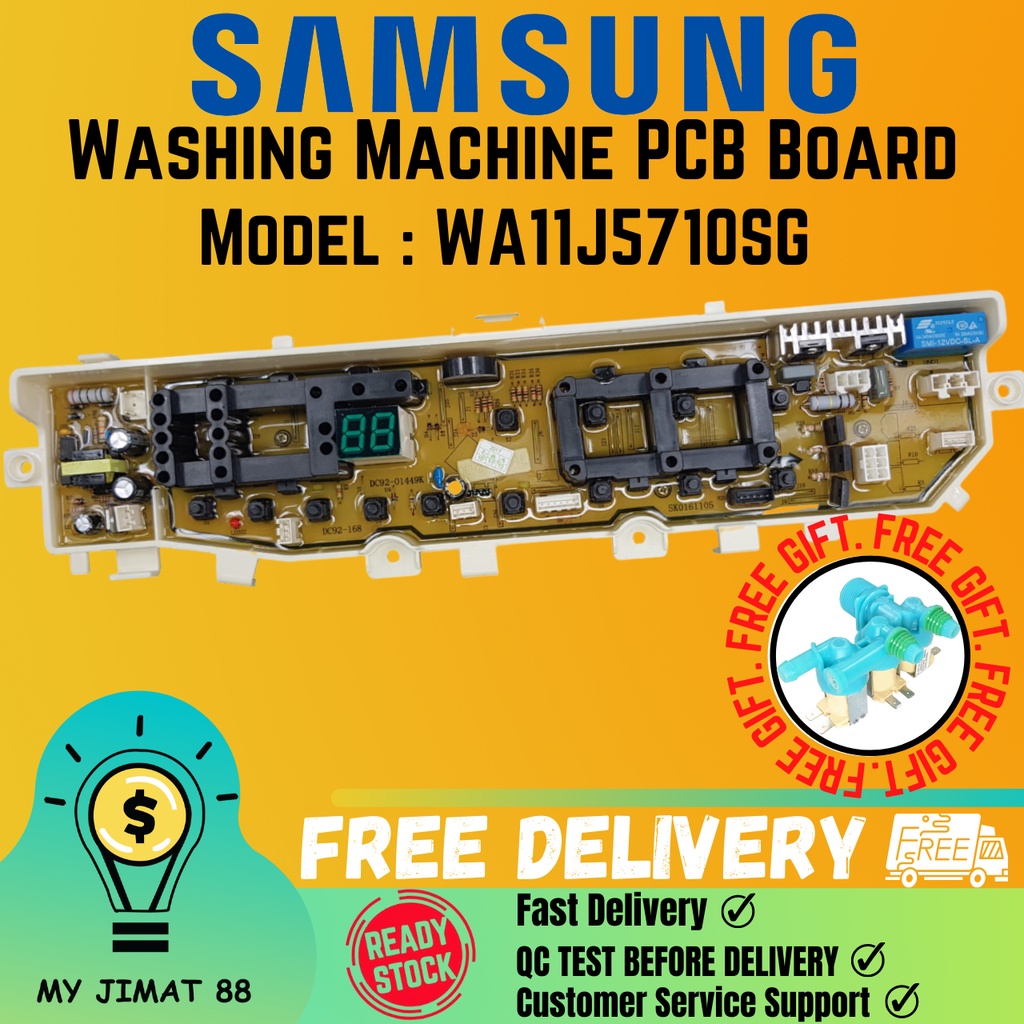 SAMSUNG WASHING MACHINE CPU PCB BOARD + Free Inlet Valve WA11J5710SG ...