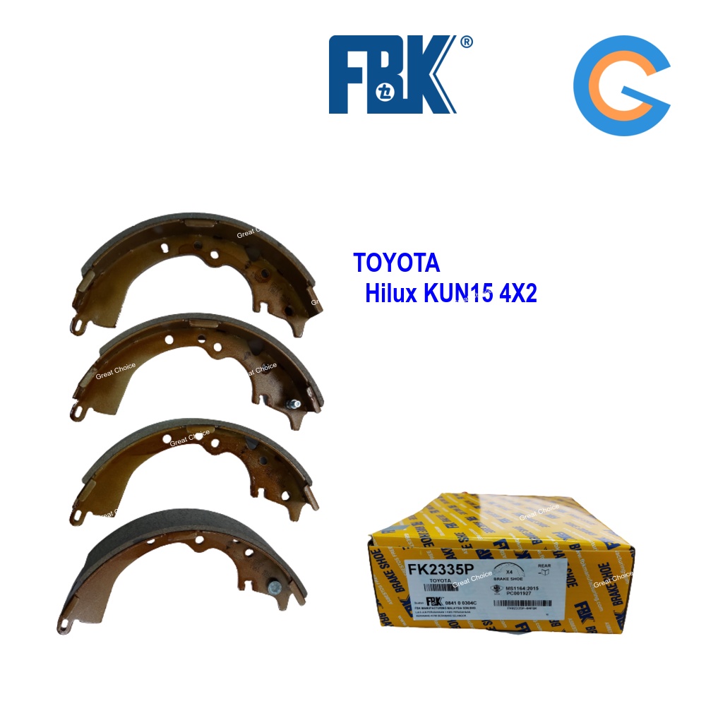 FBK Hilux KUN15 4X2 Rear Brake Shoe TOYOTA FK2335P Shopee Malaysia