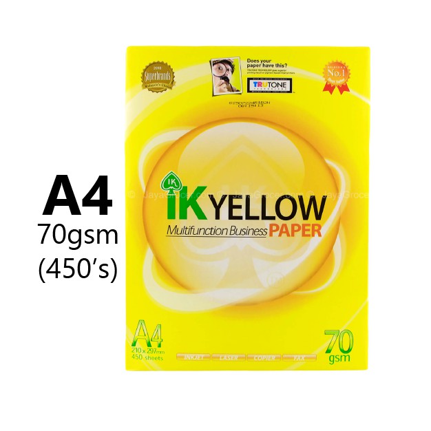 IK Yellow A4 Paper 450’s 70gsm / Kertas A4 Putih / Kertas Fotostat /A4 ...