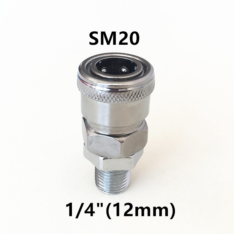 FUKUZL Pneumatic Quick Coupler Fittings – 304 Stainless Steel Air Compressor Hose Connector, Choose From SP/PP/SM/PM/SH/PH/SF/PF Styles (PP-20 Shown)