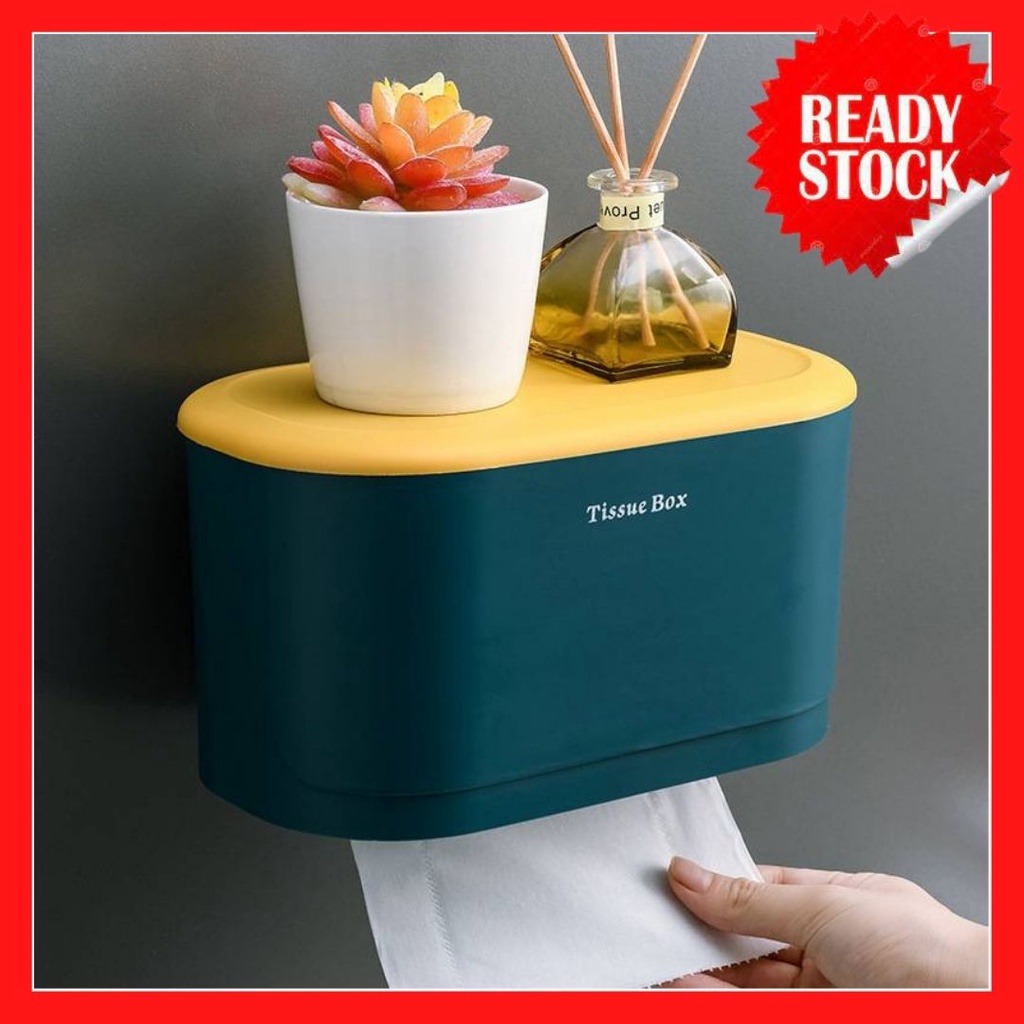 Wall Mounted Bathroom Storage Box Toilet Paper Holder Box Bekas Kotak ...
