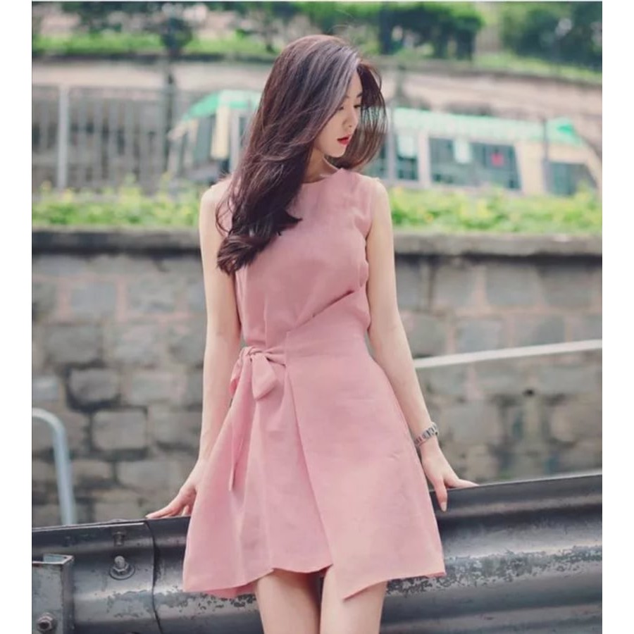 READY STOCK KOREAN STYLE MINI DRESS PINK LADIES Shopee Malaysia