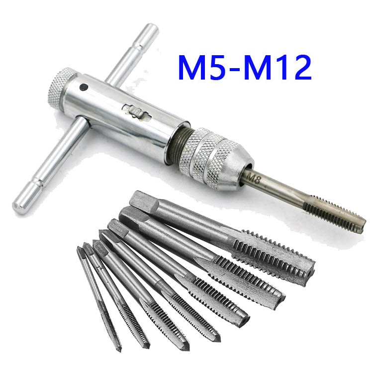 Reversible Screwdriver Tap Holder 6pcs Screw Tap Wrench Set TShaped M5