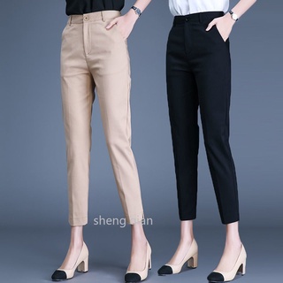 Plus Size M-5XL Women Long Pants Korean Style Casual Vintage Black High  Waist Slimming Office Wear Pants