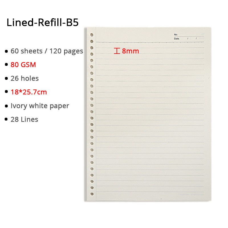 Loose Leaf Notebook A4/B5/A5 Replaceable refill planner Bullet journal