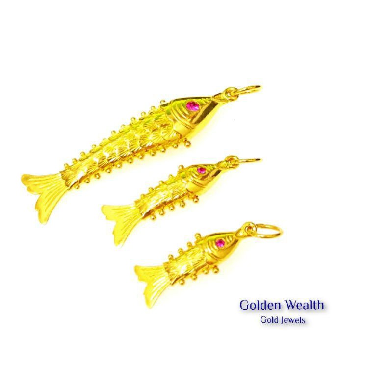 916 Gold Exclusive 3D Fish Pendant Loket Ikan Emas 916帶財黄金活动鱼吊牌🌈 ...