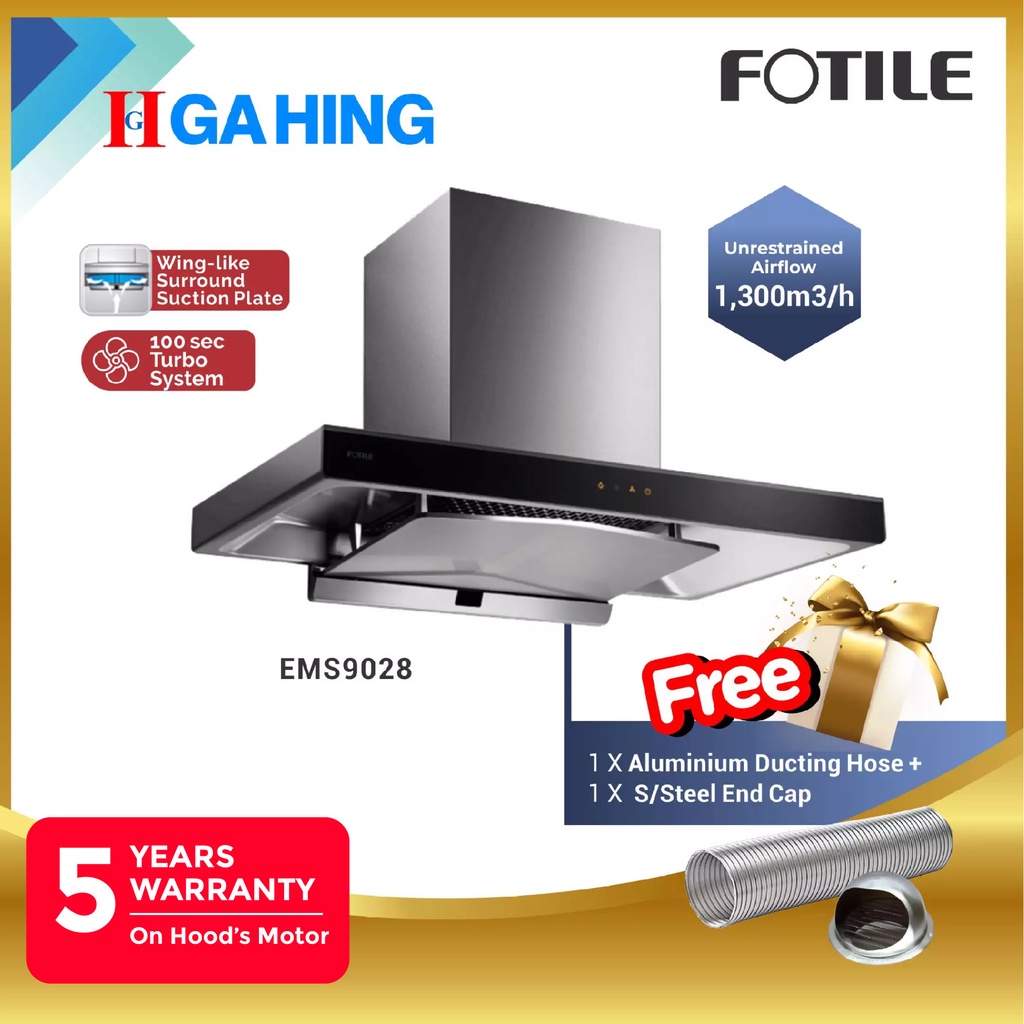 Fotile EMS9028 Kitchen Hood /penyedut asap dapur/Dapur gas kaca /Fotile