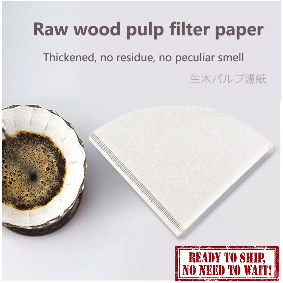 12 People 50PCS V60 Coffee Filter Paper VShaped Log Pulp Cone Filter