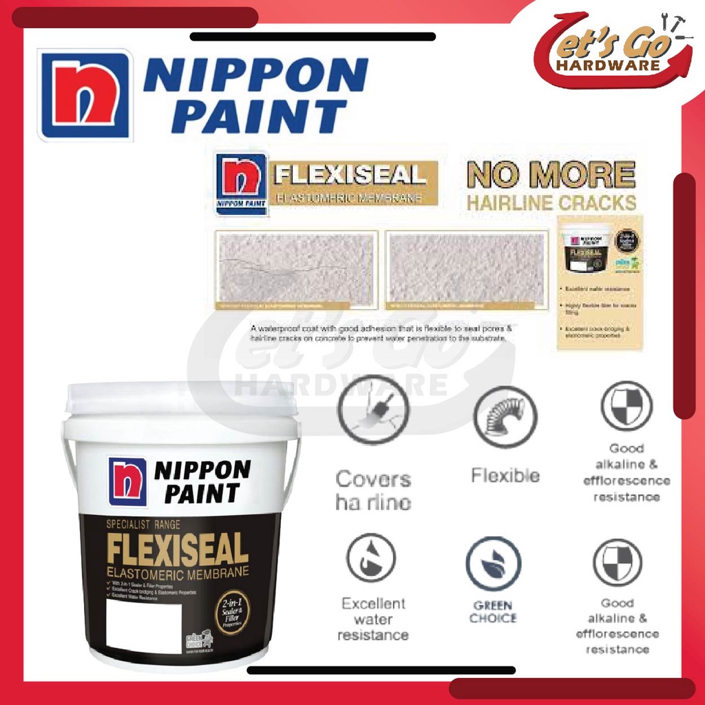 Nippon Paint 5kg FlexiSeal 2 in 1 Elastomeric Membrane Flexiseal Wall Sealer Paint Hairline
