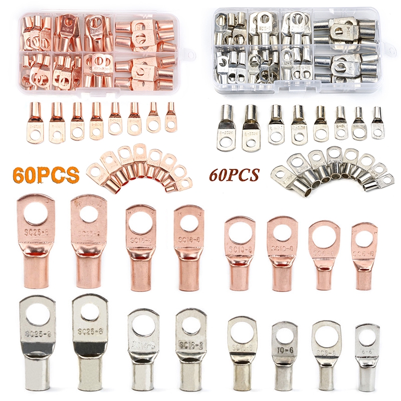 Kit Di 100 Connettori Elettrici A Occhiello In Rame Stagnato, Capicorda A Ghiera, Adatti Per Cavi Da 4 A 10 AWG