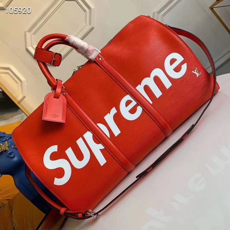 Red Louis Vuitton X Supreme 45cm holdall