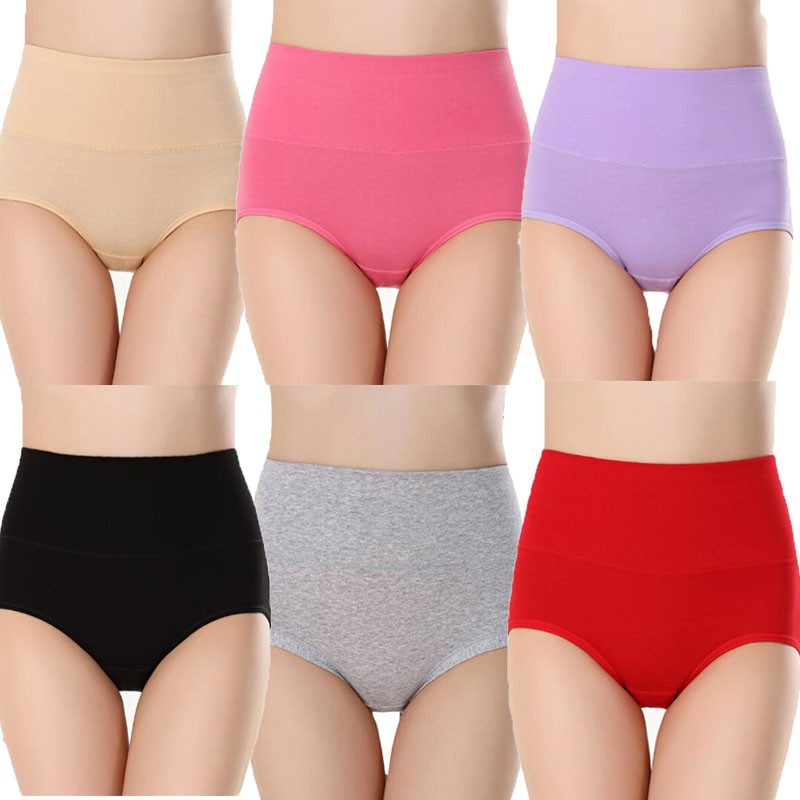 Women Briefs Underwear Cotton High Waist Tummy Control Panties Ladies  Knickers