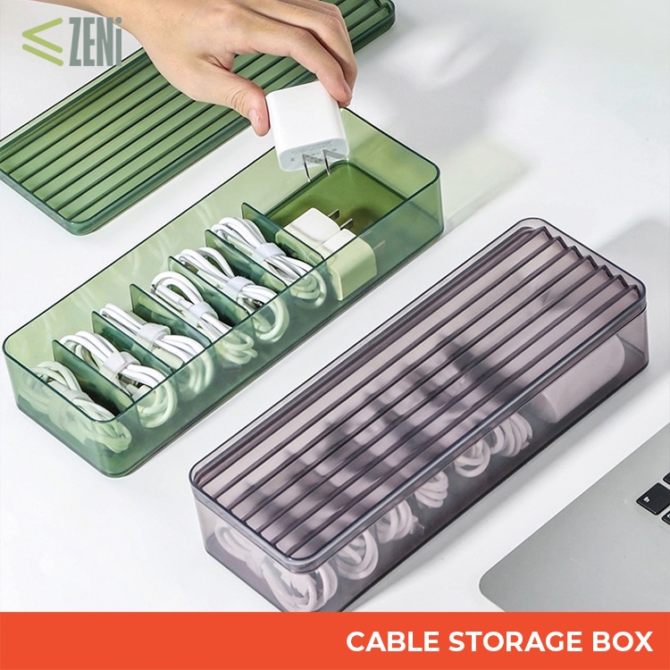 ZENi Cable Storage Organizer Box Multi Compartment Organizer Box for Charger Cable Wire
