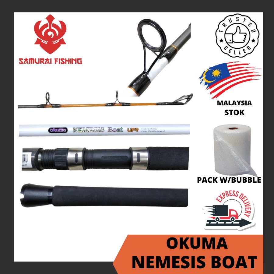 SAMURAI - OKUMA Nemesis Boat (UFR) Fishing Rod 5'6 6' 6'6 7' Feet Length Medium  Action Spinning Rod Joran Okuma