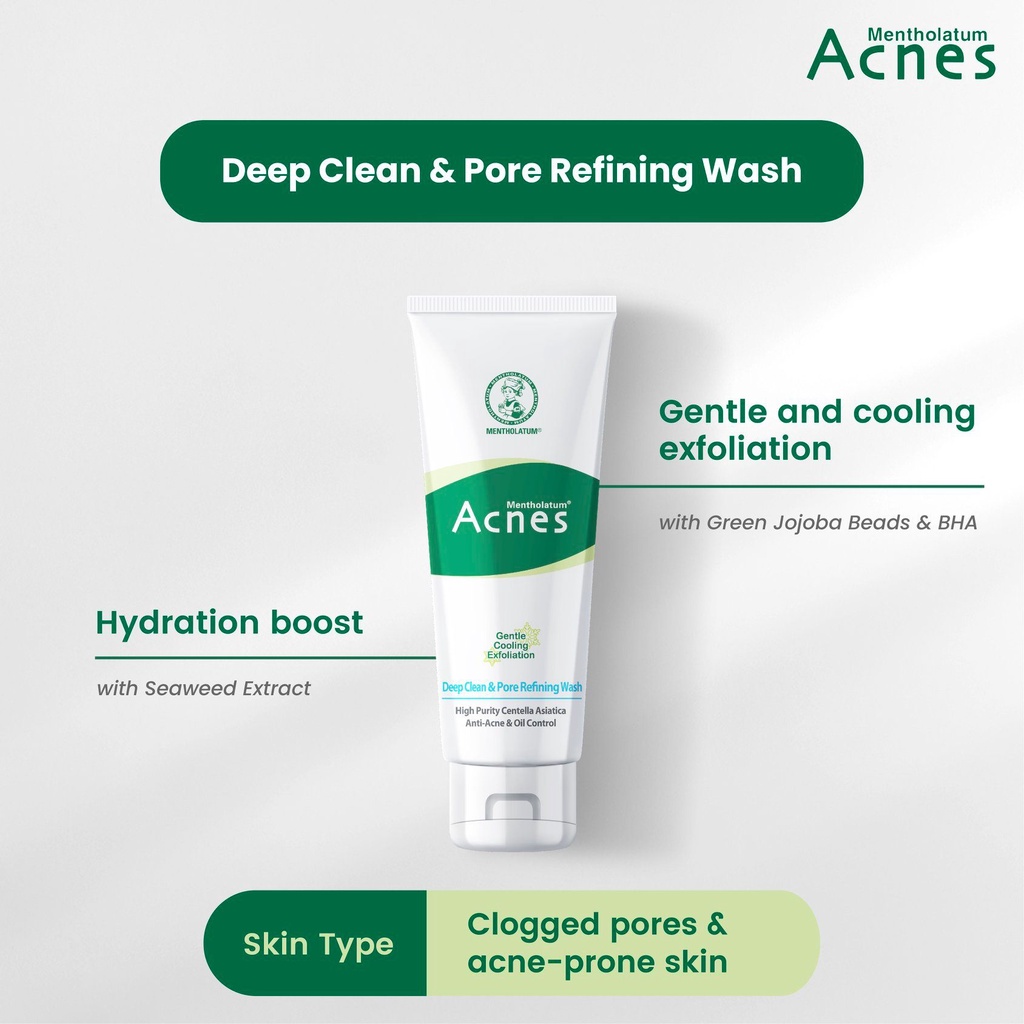 MENTHOLATUM Acnes Clear & Whitening Deep Clean & Pore Refining Creamy Wash 100g Mild