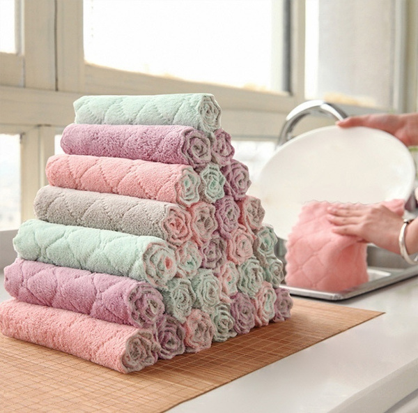 Kitchen Dish Towel Non-stick Oil Double-layer Dish Washing Cloth