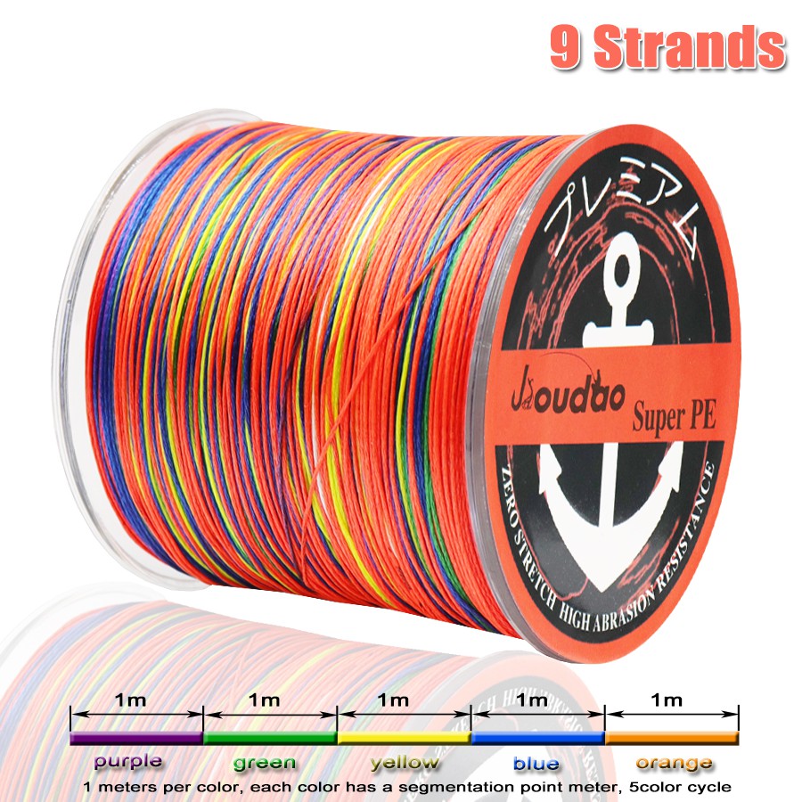 Jioudao Series Braided Fishing Line 9 Strands 300m Multicolor Multifilament Fishing  Line One Color Per Meter PE Wire